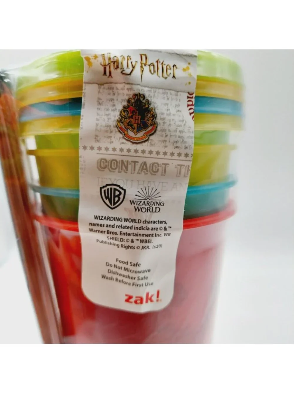 Zak Harry Potter 4 Pack Glow in the Dark 24 oz Tumbler Cups with Lids and Straws